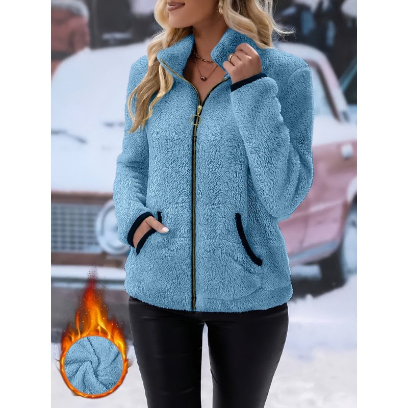 Double-Sided Fleece Zip-Up Cardigan - Casual Plush Hooded Jacket for Men Women Winter Warm Outerwear - Image 6