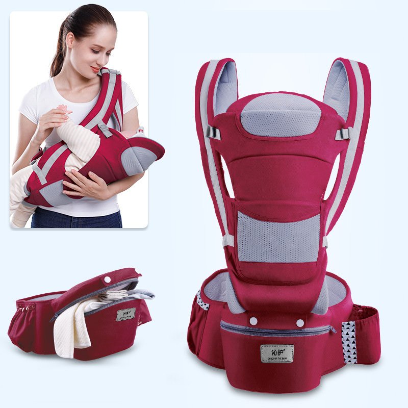 Ergonomic Baby Carrier Infant Baby Hipseat Carrier 3 In 1 Front Facing Ergonomic Kangaroo Baby Wrap Sling - Image 9