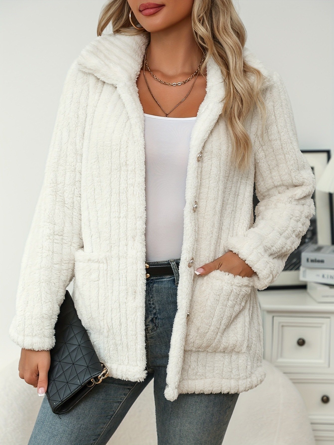 Striped Double-sided Plush Casual Fashionable Jacket - Image 6
