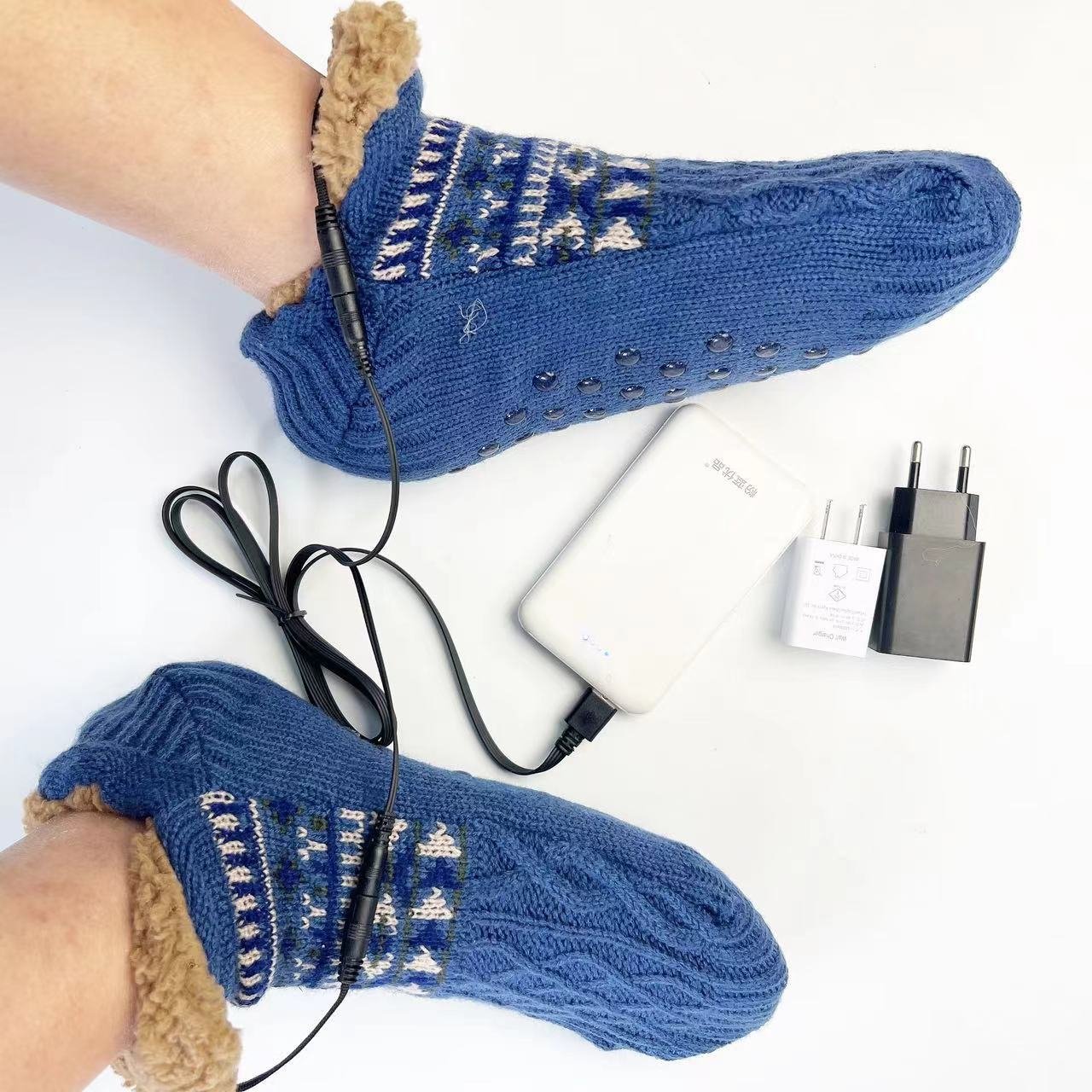 Electric-heated Floor Socks USB-powered Knitted Jacquard - Image 3