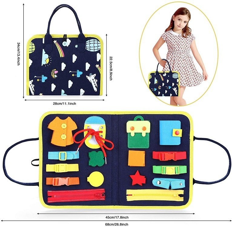 Busy Book Children's Busy Board Dressing And Buttoning Learning Baby Early Education Preschool Sensory Learning Toy - Image 9