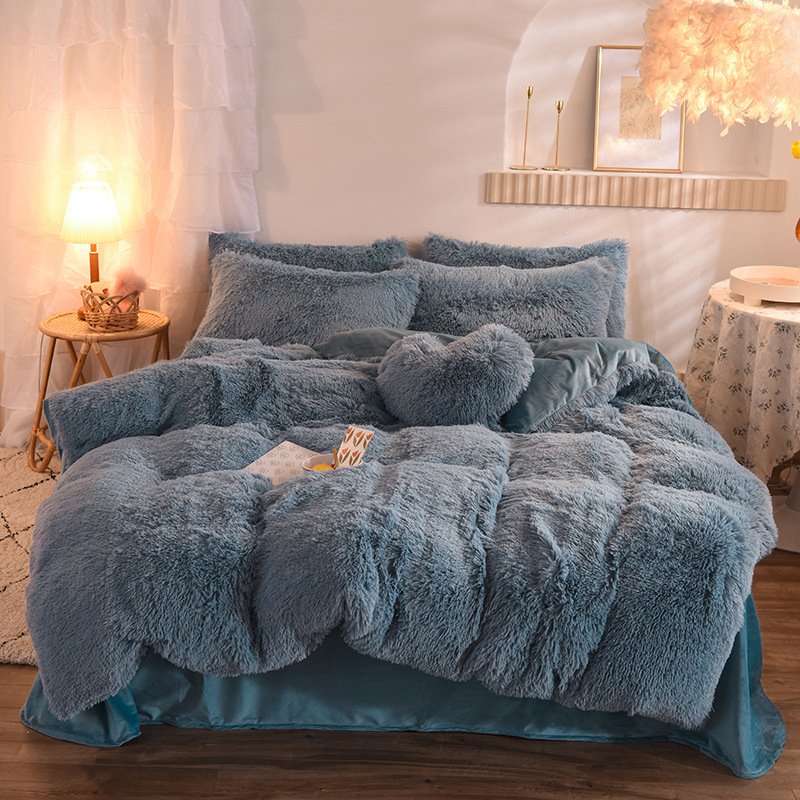 Luxury Thick Fleece Duvet Cover Queen King Winter Warm Bed Quilt Cover Pillowcase Fluffy Plush Shaggy Bedclothes Bedding Set Winter Body Keep Warm - Image 9