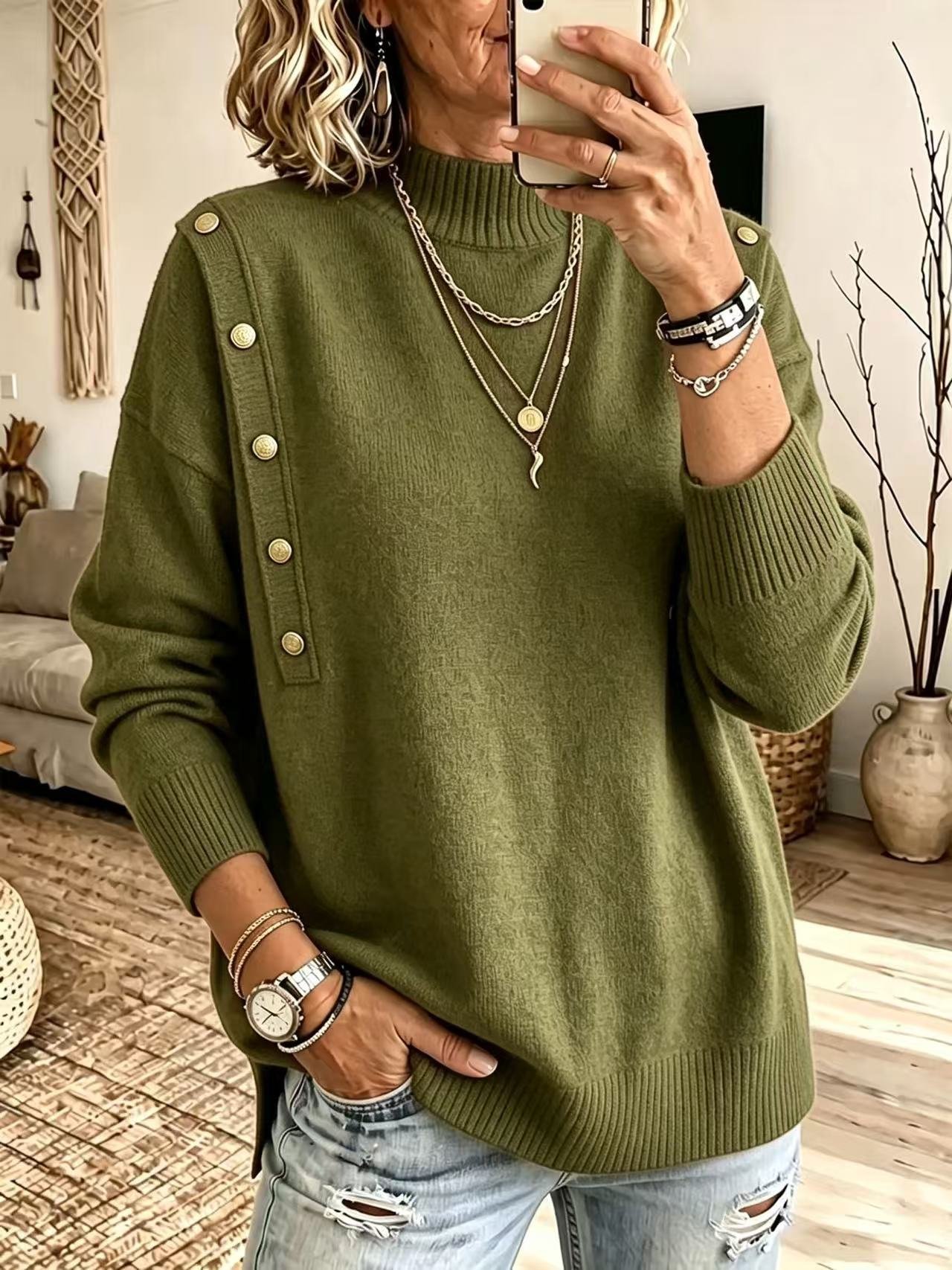 Women's Autumn And Winter Leisure Button Sweater Sweater - Image 8