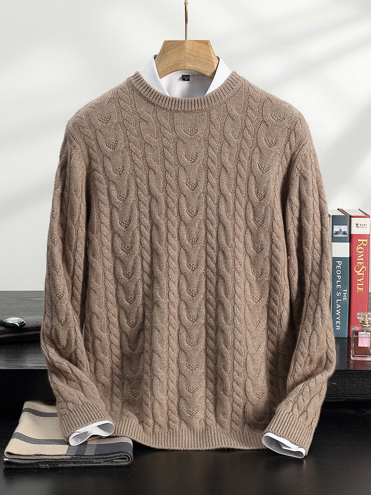 Men's Loose-Fit Thickened Cable-Knit Base Layer Sweater - Image 2