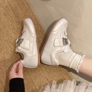 Women Korean Fashion Rhinestone German Training Shoes Spring New Comfortable Round Toe Lightweight Versatile Casual Shoes For Women