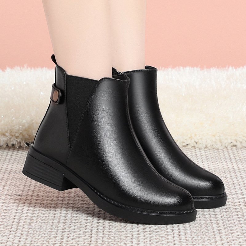 Womens Warm Fleece-lined Chunky-heel Work Shoes - Image 3