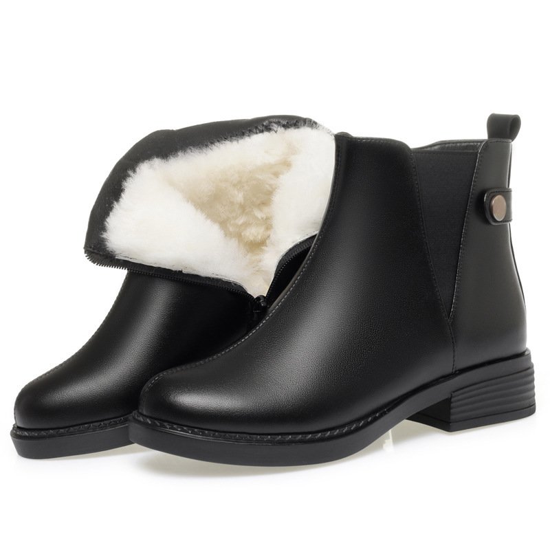 Womens Warm Fleece-lined Chunky-heel Work Shoes - Image 8