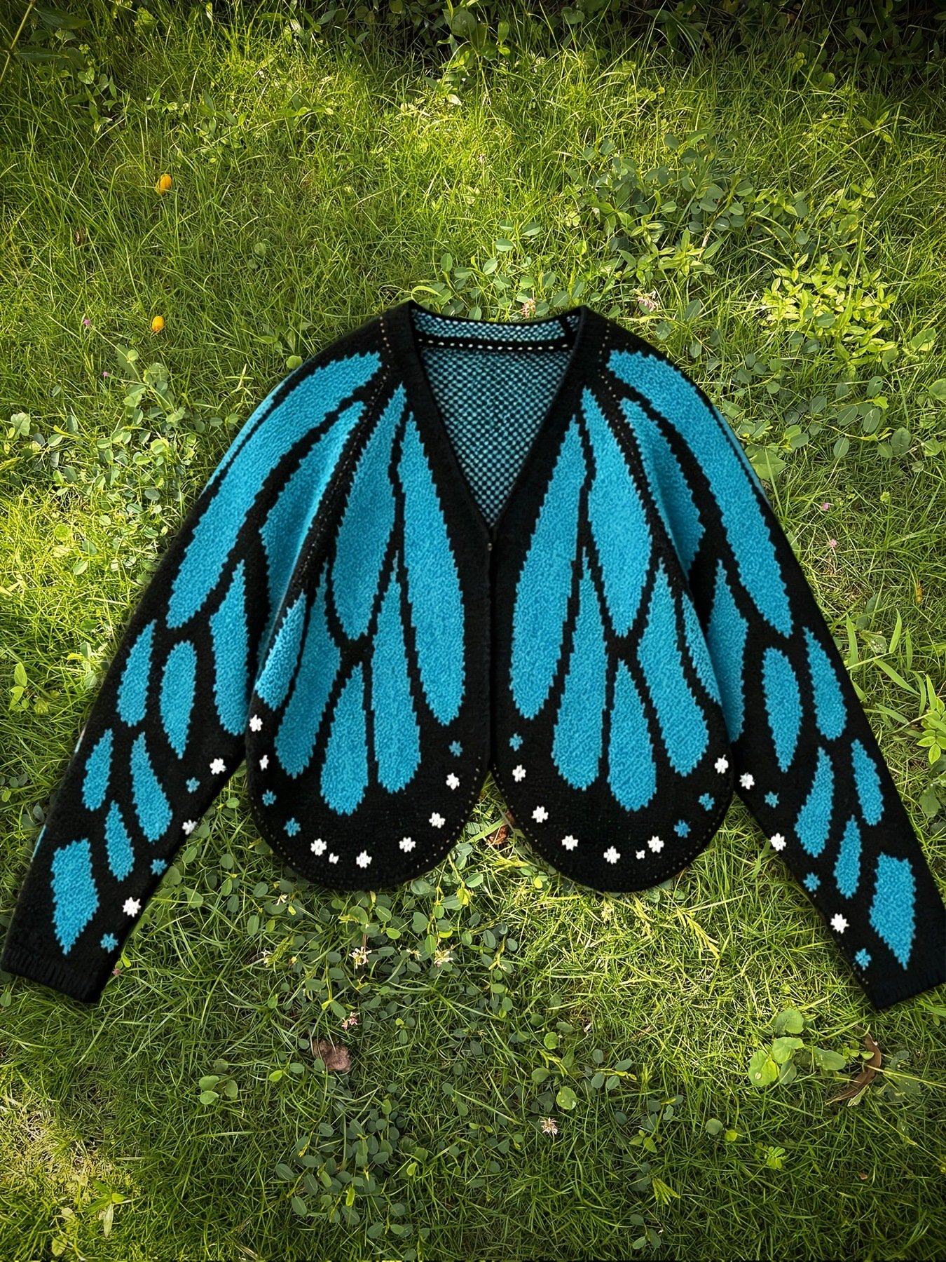 Women's Butterfly Knit Cardigan Sweater Autumn Winter Long Sleeve Open Front Knitted Outerwear Clothing - Image 5