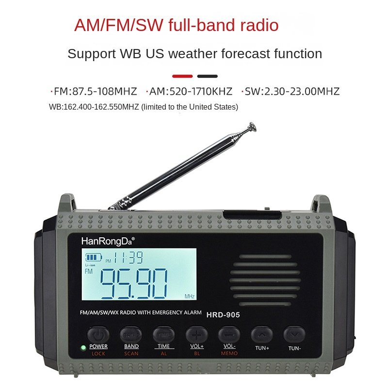 Radio disaster prevention and emergency full band radio solar charging lighting mobile portable radio - Image 3
