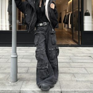 Men's American-style Multi-pocket Patchwork Jeans