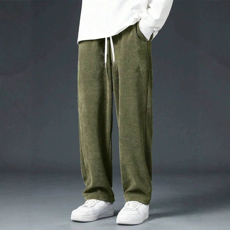 Men's Corduroy Straight-Leg Sweatpants Casual Wide-Leg Pants - Image 4