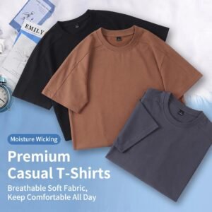 Men Raglan Sleeve Regular Fit T-Shirt Solid Color Crew Neck Casual Short Sleeve 260 Grams Compressed Multi Colors