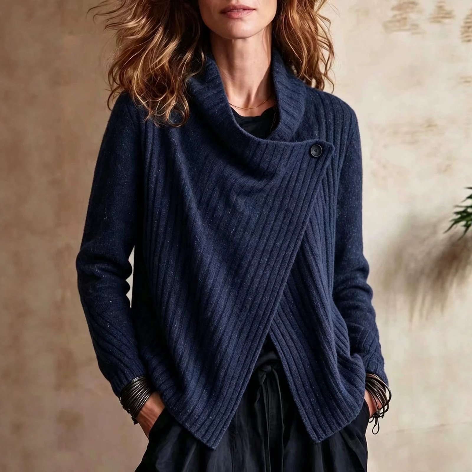 Women's Solid-Color Long-Sleeve Knit Top For Autumn And Winter - Image 3