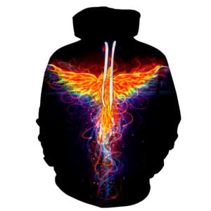 Unisex Flame Phoenix Print Hoodie