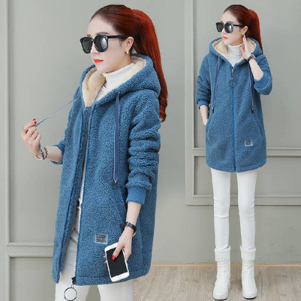 Autumn Winter Coat Cardigan Winter Faux Lamb Fur Coat - Image 5