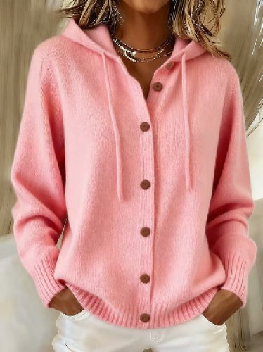 Women's American Style Relaxed Fit Hooded Cardigan - Casual Loose Knit Sweater Jacket for Daily Wear - Image 6