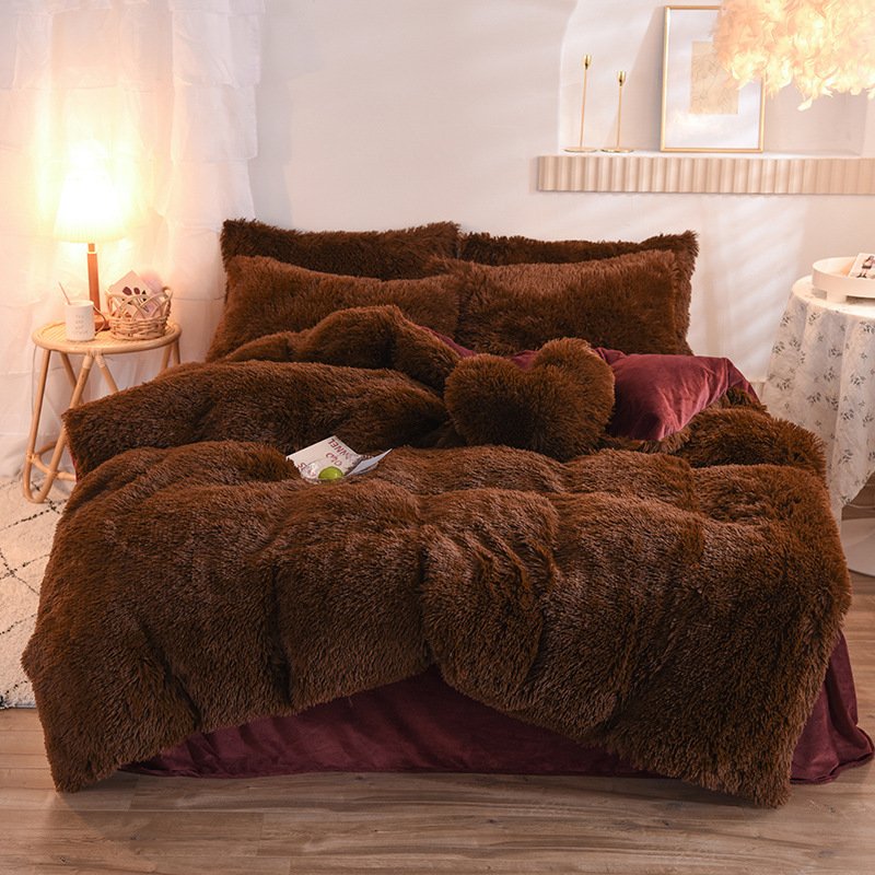 Luxury Thick Fleece Duvet Cover Queen King Winter Warm Bed Quilt Cover Pillowcase Fluffy Plush Shaggy Bedclothes Bedding Set Winter Body Keep Warm - Image 6