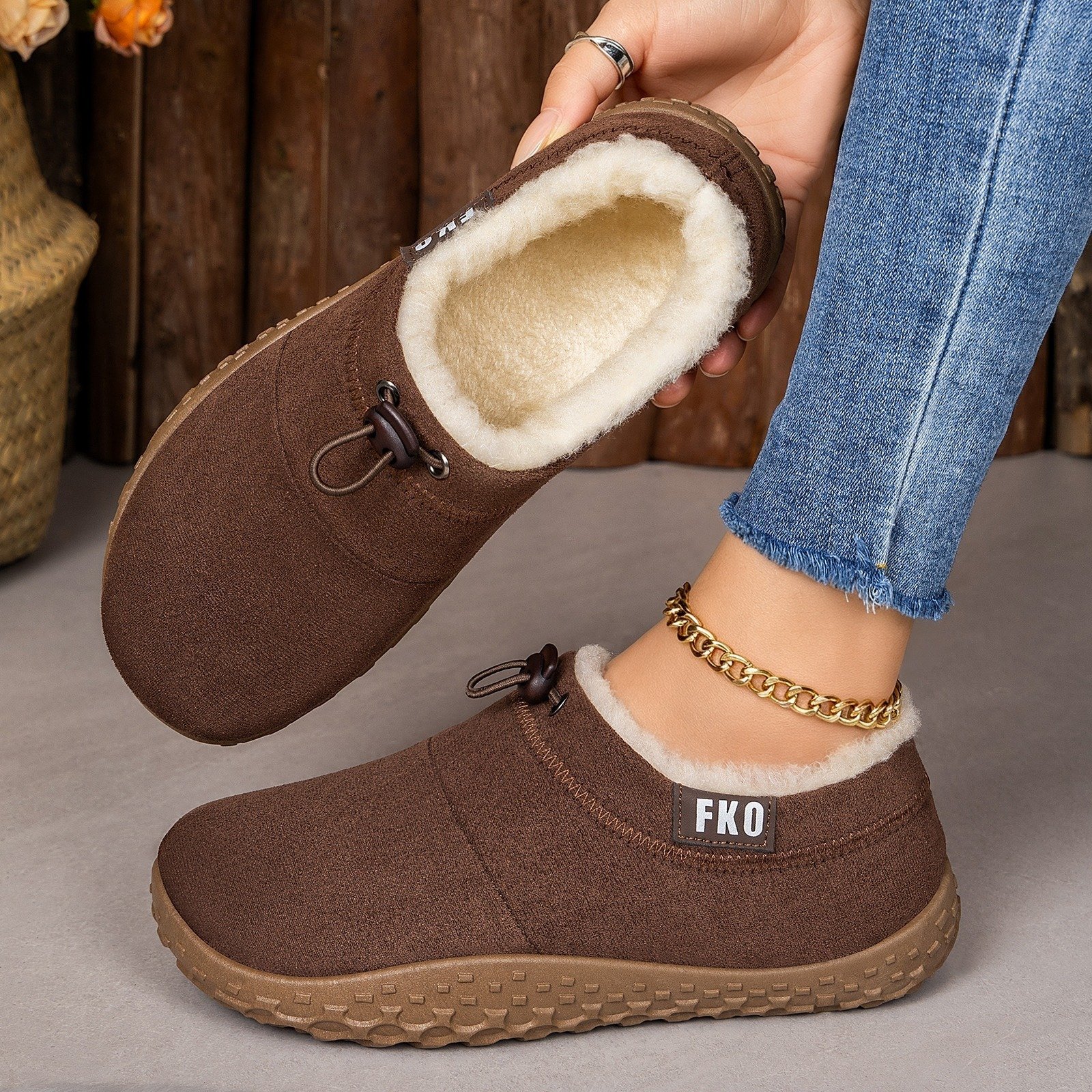 Winter Women's Casual All-match Plush Slip-on Cotton Shoes - Image 2