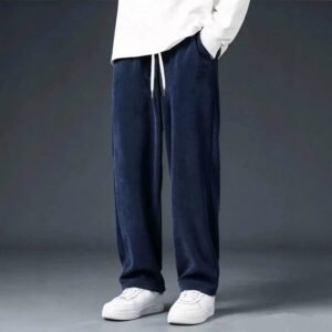 Men's Corduroy Straight-Leg Sweatpants Casual Wide-Leg Pants