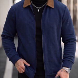 Cross-border Men's Casual Jacket, Solid Color Waffle Collar Coat, Amazon European And American New Baseball Jacket