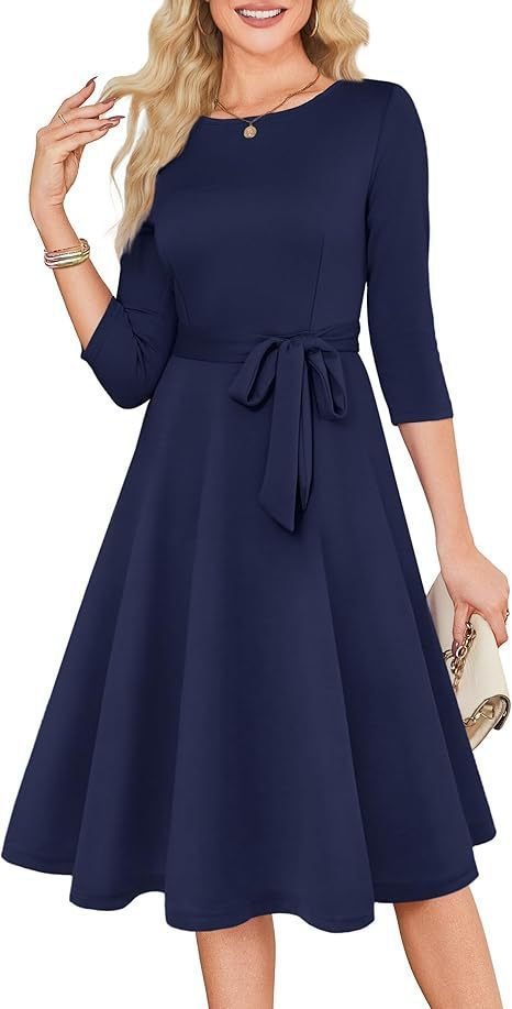 Elegant Round Neck Knitted Dress For Women - Image 9
