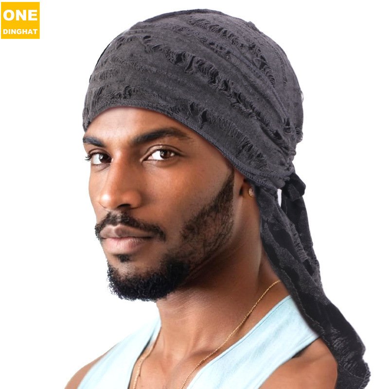 Retro Tattered Jeans Cotton Ribbon Pirate Hat - Image 3
