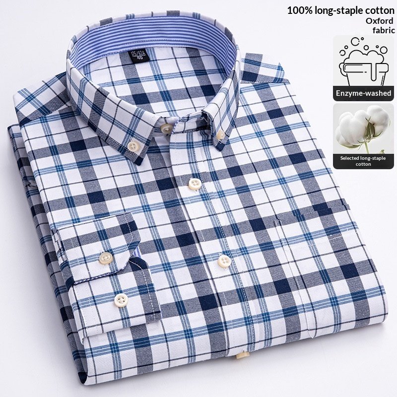 Fashionable New Plaid Oxford Mens Shirt - Image 2