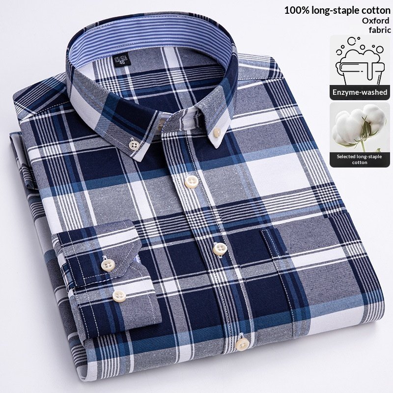 Fashionable New Plaid Oxford Mens Shirt - Image 9