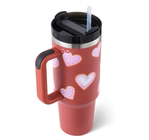 40 Oz Tumbler With Handle Straw Insulated, Stainless Steel Spill Proof Vacuum Coffee Cup Tumbler With Lid Tapered Mug Gifts For Valentine Lover Suitable For Car Gym Office Travel - Image 5
