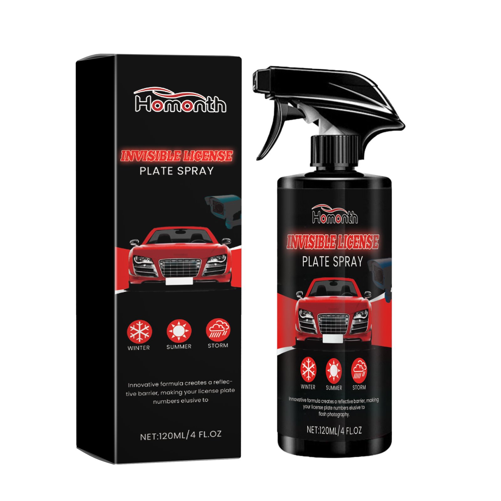 Homonth Invisible License Plate Spray, Long-Lasting And Effective Transparent Coating Invisible Defense License Plate Spray For Vehicles