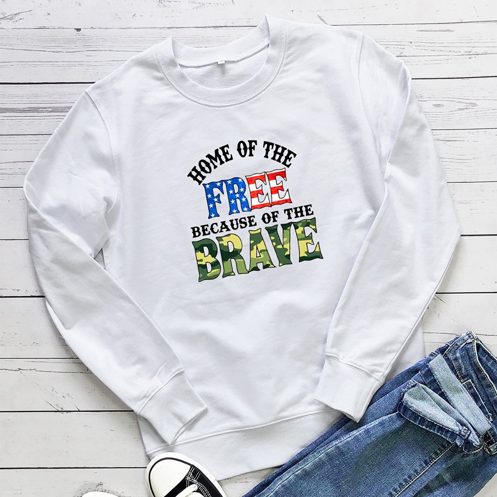 FREE BRAVE letter colored printed hoodie - Image 2