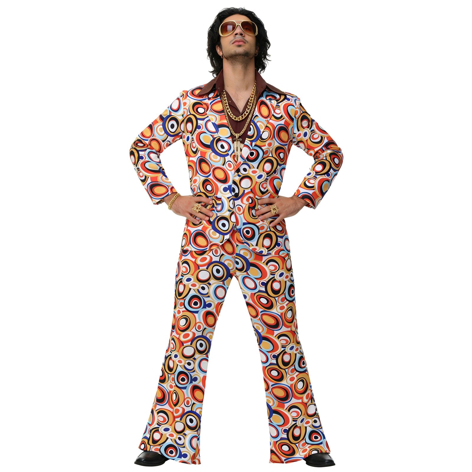Retro 70s Disco Print Matching Couple Outfits - Hippie Costume For Party Stage Performance Cosplay - Image 2