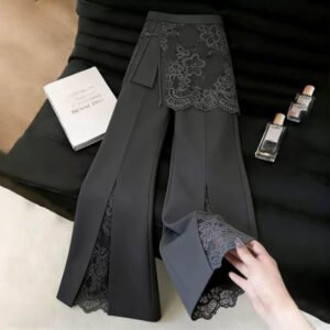 Fashionable Gray Lace Suit Pants With A Stylish Design