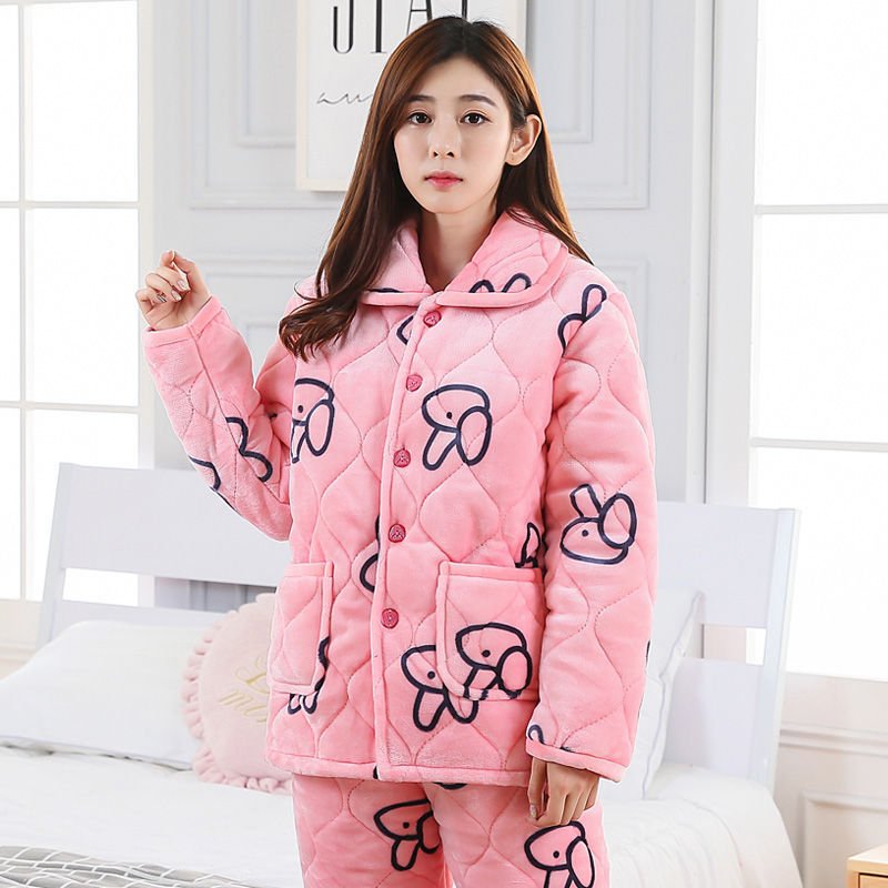 Women's Pajamas Winter Thickened Three Layers In Winter - Image 3