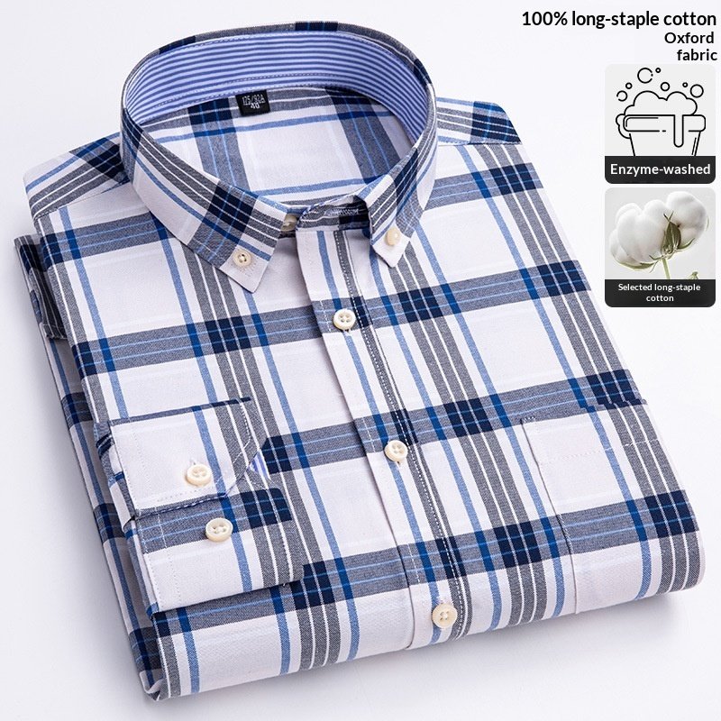 Fashionable New Plaid Oxford Mens Shirt - Image 6