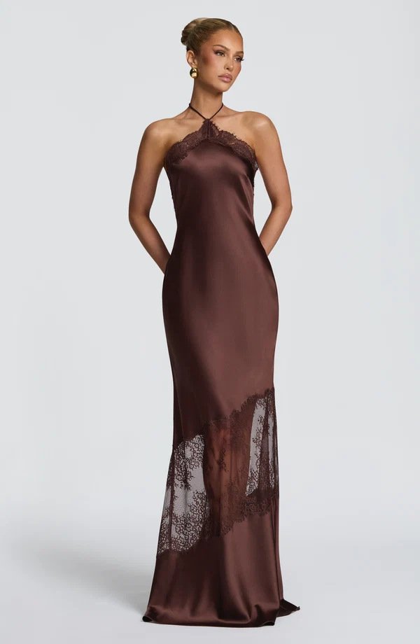 Retro Leopard-print Lace-trimmed Halter-neck Dress - Image 6