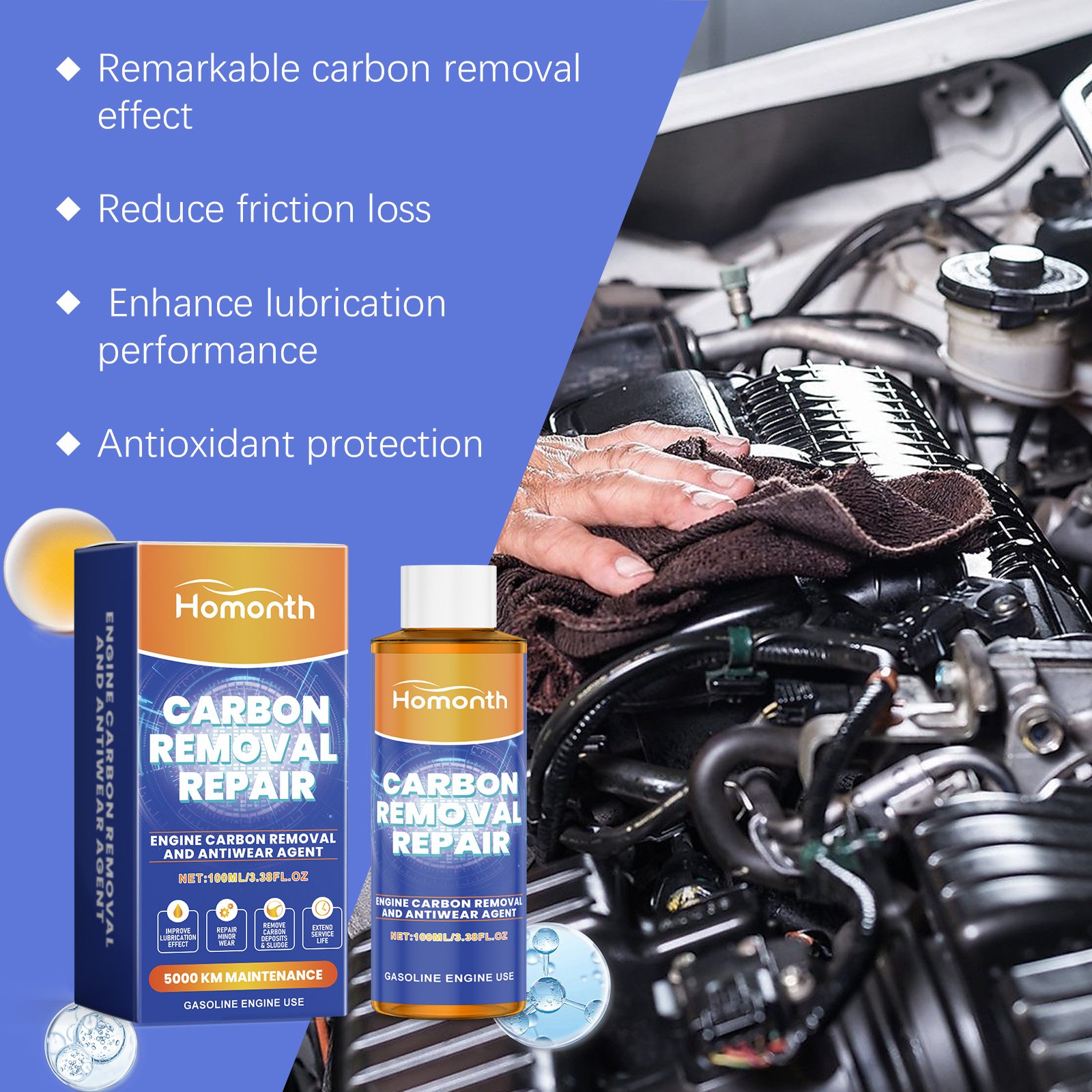 Homonth Engine Carbon Removal Anti-Wear Additives Automotive Engine Anti-Wear Rust And Noise Reduction Curing Agent - Image 4