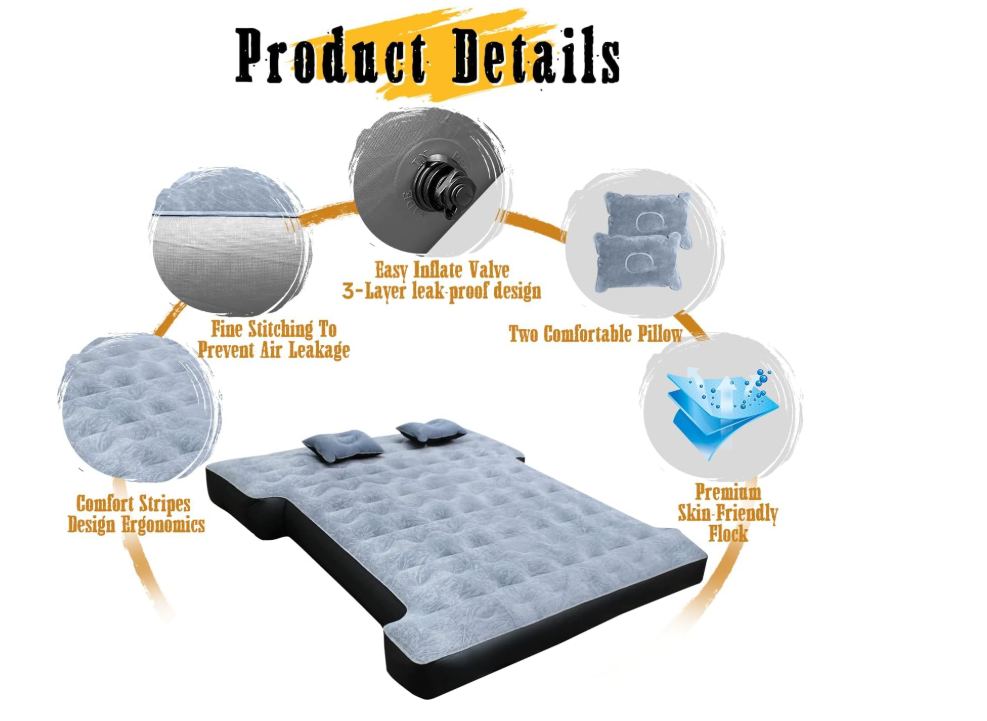 Umbratuo inflatable mattress is suitable for medium-sized short truck lathes ranging from 6-6.6 feet (approximately 1.8-2.0 mete - Image 3