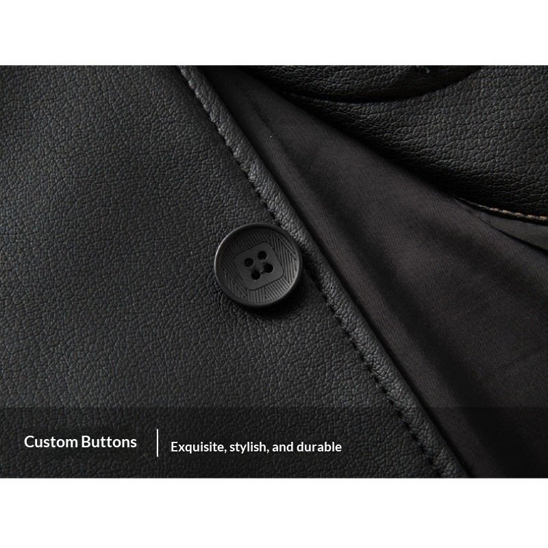 Men's Mid-length Casual Leather Jacket - Image 5