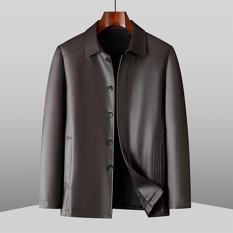 Men's Mid-length Casual Leather Jacket