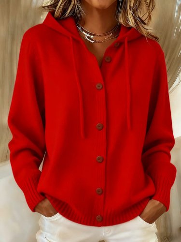 Women's American Style Relaxed Fit Hooded Cardigan - Casual Loose Knit Sweater Jacket for Daily Wear - Image 10