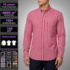 Cross-border Men's Autumn Winter Shirt, Breathable Cotton Long-Sleeve Plaid Shirt, Casual Slim-Fit Top For Men