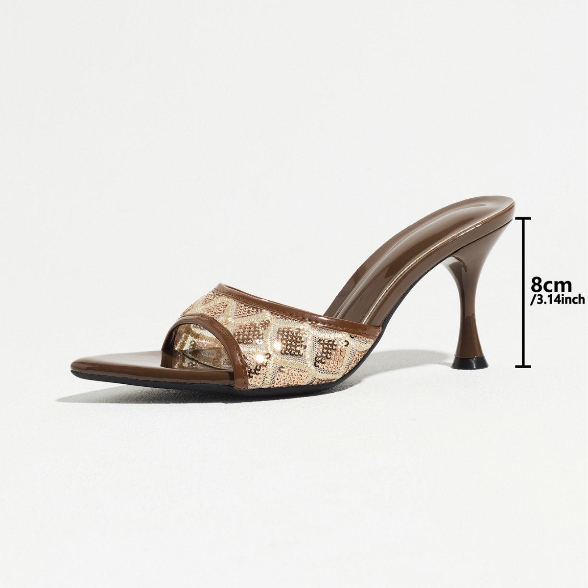 Women's High Heels Pointed-toe Plaid Sequined Mule Heelselegant And Versatile - Image 4