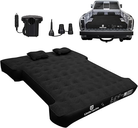 Umbratuo inflatable mattress is suitable for 6-6 foot full-size short truck lathes, inflatable truck tents with pumps, pickup ca