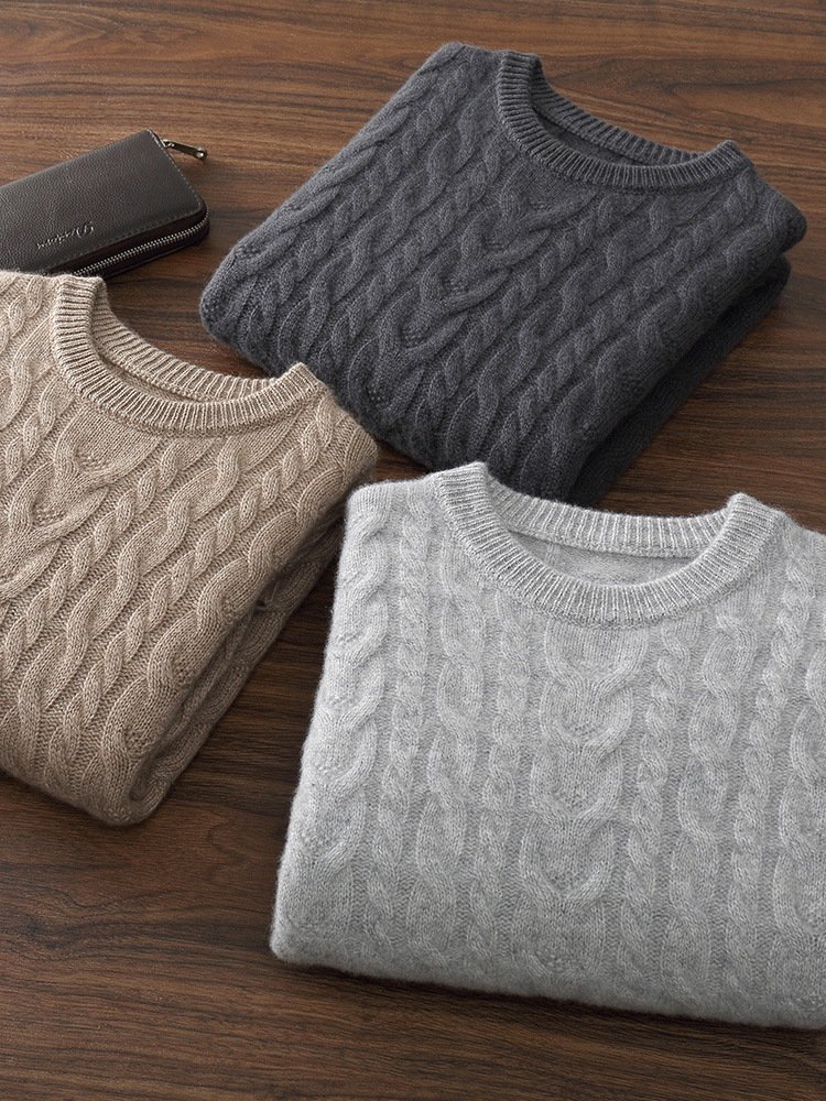 Men's Loose-Fit Thickened Cable-Knit Base Layer Sweater - Image 5