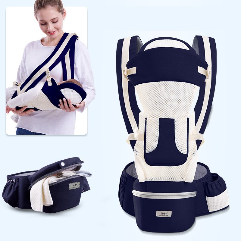 Ergonomic Baby Carrier Infant Baby Hipseat Carrier 3 In 1 Front Facing Ergonomic Kangaroo Baby Wrap Sling - Image 5