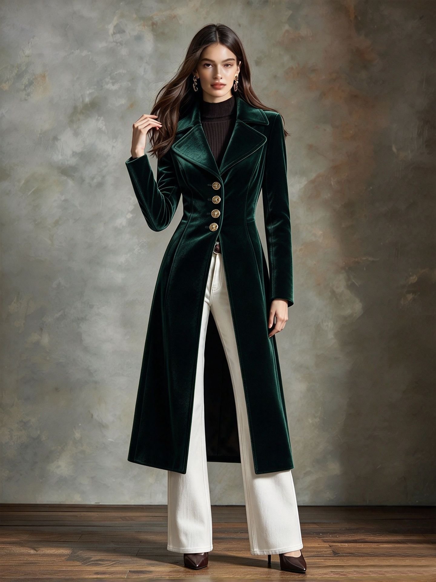 Retro Pleuche Coat Women's Waist-tight Western Style Coat Coat For Women - Image 8