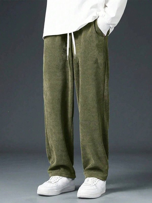 Men's Corduroy Straight-Leg Sweatpants Casual Wide-Leg Pants - Image 8