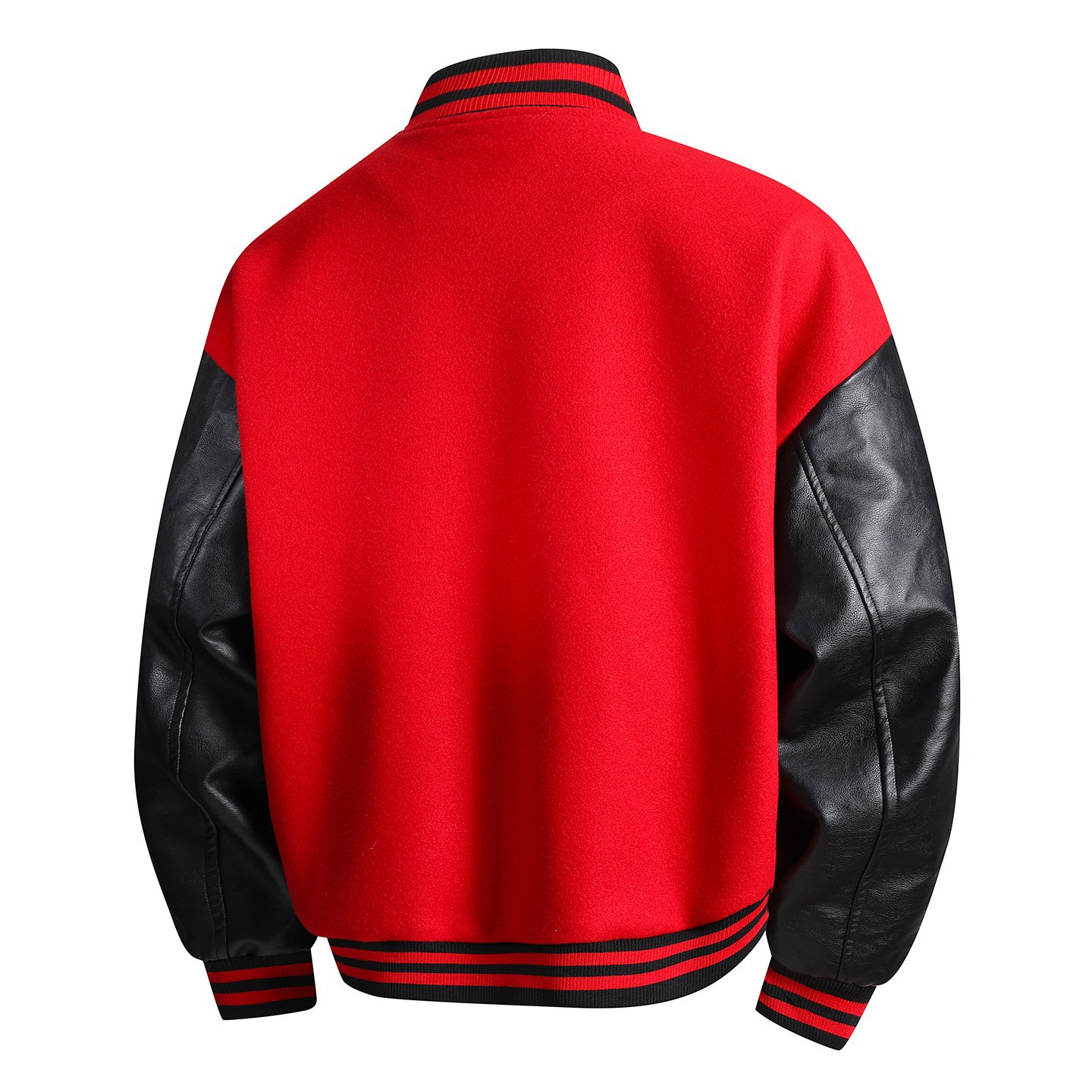 Springautumn New Wool-blend Jacket With PU Leather Sleeves - Image 7