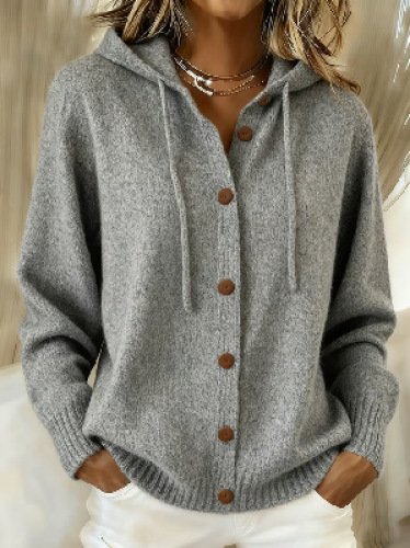 Women's American Style Relaxed Fit Hooded Cardigan - Casual Loose Knit Sweater Jacket for Daily Wear - Image 8